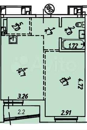 1-к. квартира, 41,3 м², 8/18 эт.