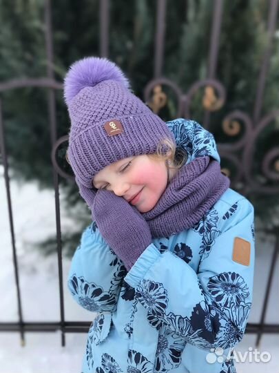 Комплект зимняя шапка и снуд