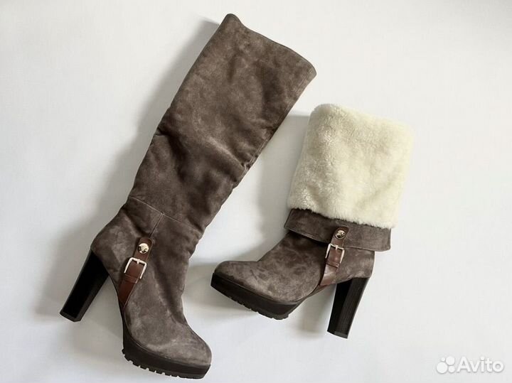 Сапоги ботфорты зимние натуральная замша 39