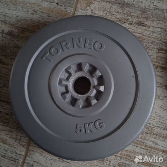 Блины для штанги 5 кг, гантелей. Пластик. Торнео