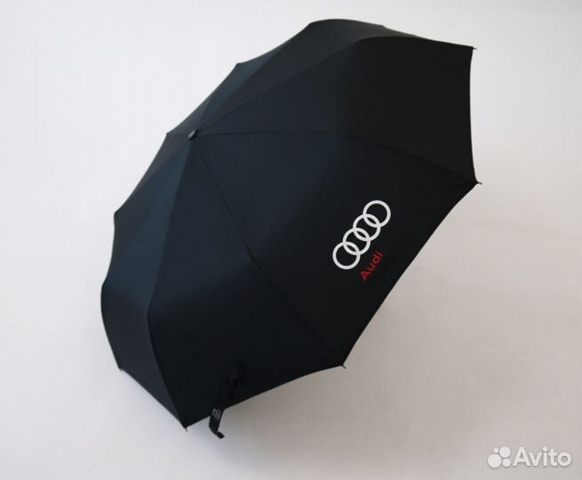 Зонт Ауди с кожаной ручкой, автомат, антиветер
