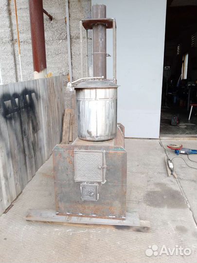 Печка для бани с баком из нержавейки объем 60-л