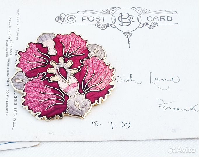 Брошь «Орхидея», клуазоне, Англия