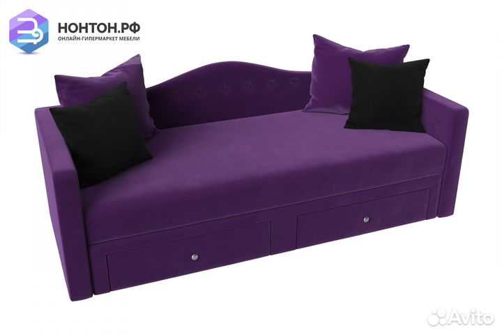 Детский прямой диван Дориан микровельвет фиолетовы