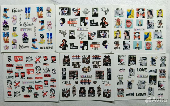 Наклейки, слайдеры для ногтей, для маникюра