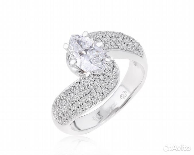 Золотое кольцо с бриллиантами 2.11ct