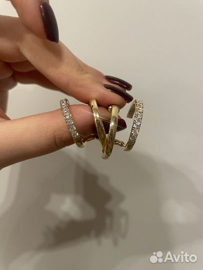 Серьги-каффы, серьги-сердца