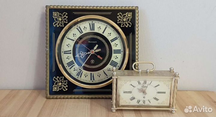 Часы Янтарь и будильник Слава. СССР