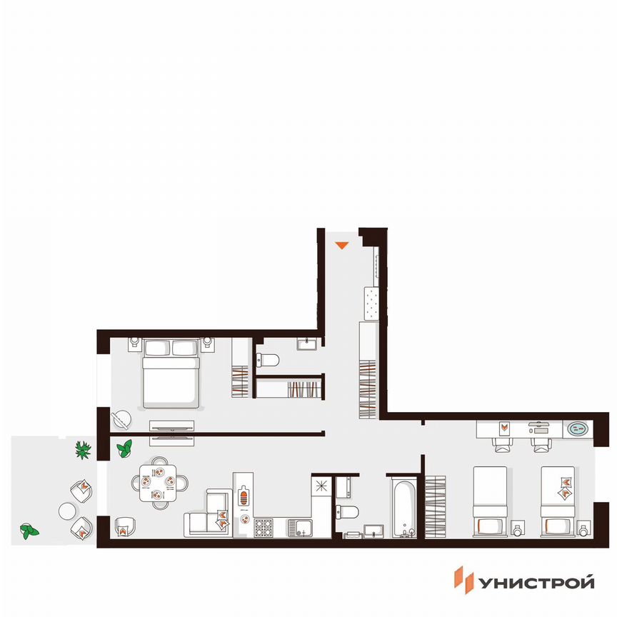2-к. квартира, 72,5 м², 1/5 эт.