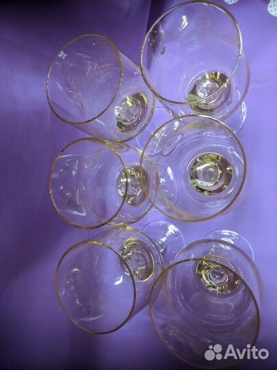 Фужер бокал цветное жёлтое стекло 6 шт