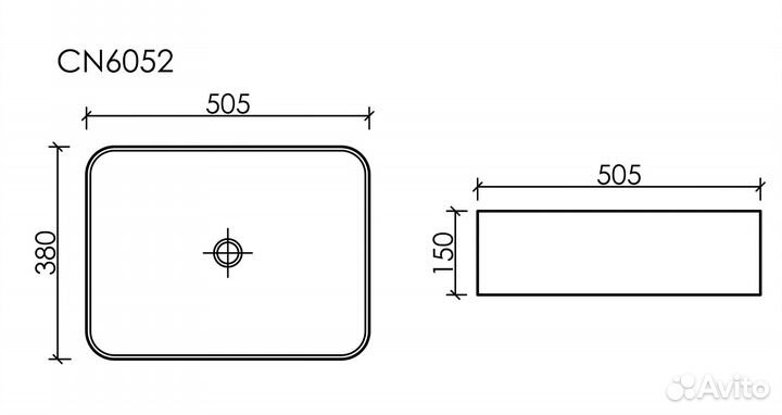 Раковина накладная Ceramica nova CN6052MDB (50см)