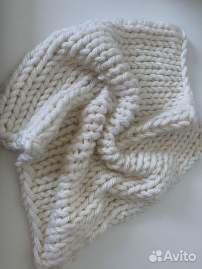 Плед крупной вязки вязаный белый молочный