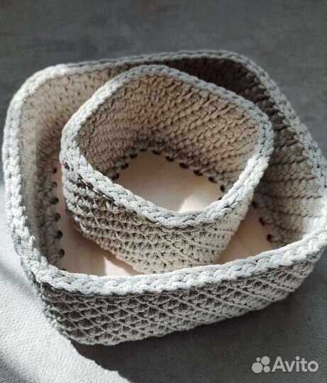 Набор вязаных корзин ручной работы