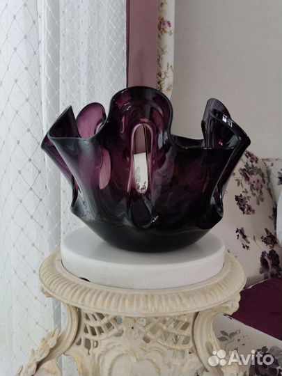 Ваза для фруктов цветное стекло. Винтаж