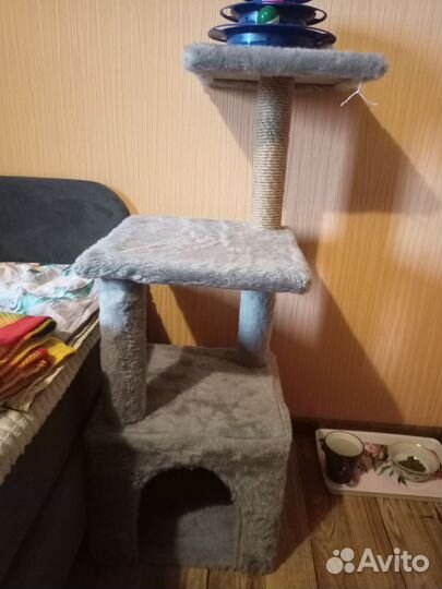 Домик для кошки с когтеточкой новый.коту не зашло