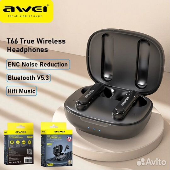 Беспроводные наушники Awei T66 ENC Bluetooth 5.3