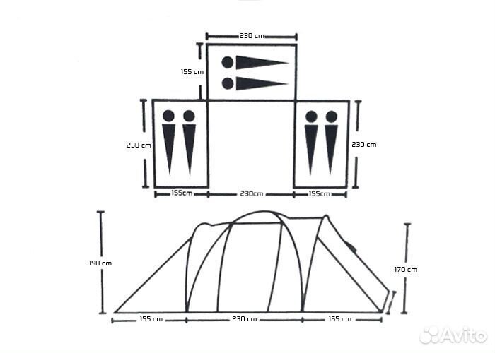 Палатка туристическая 6-ти местная lanyu 1699-3