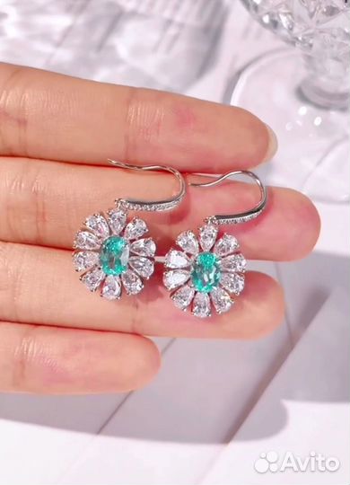Кулон и серьги серебро 925 пробы с Параиба