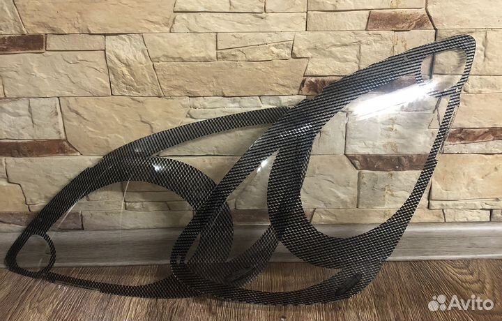 Защита фар прозрачная Honda CRV 02, карбон, Mitsub