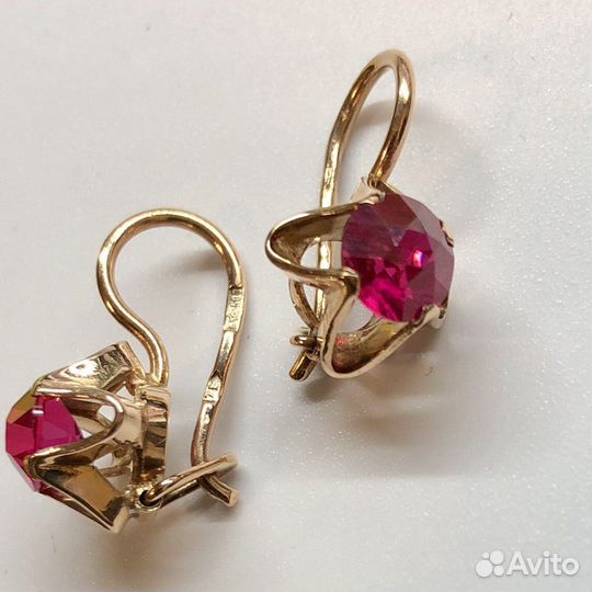 Золотые серьги 583 пробы СССР