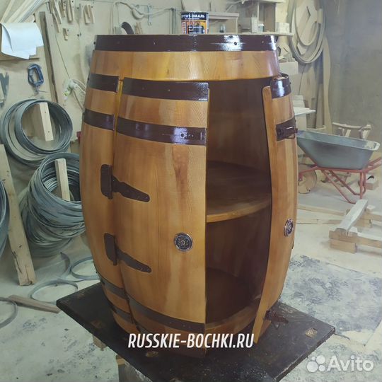 Бар-бочка барная для бутылок из дерева подарочная