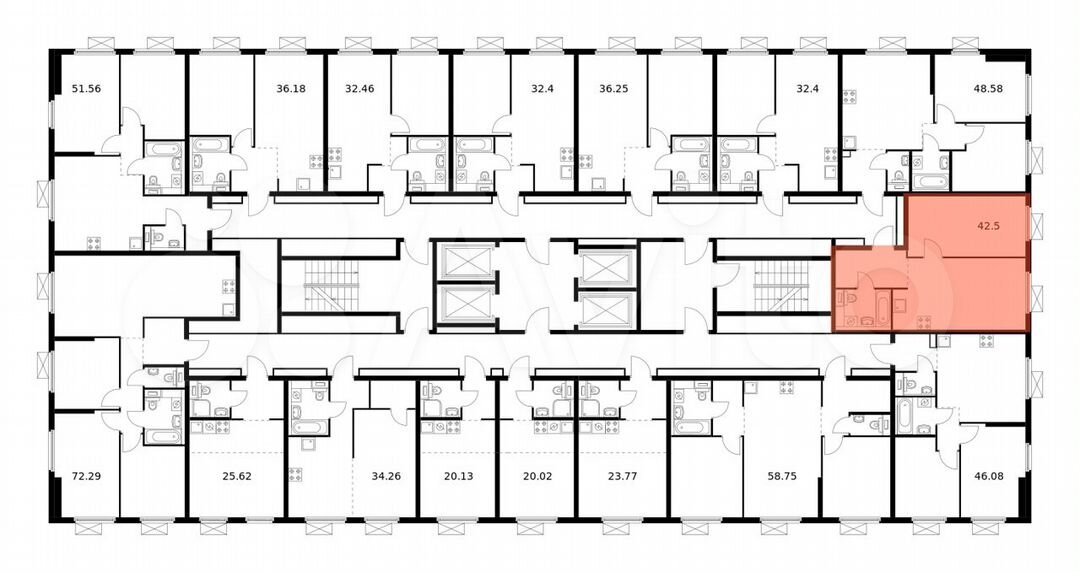 1-к. квартира, 42,5 м², 19/33 эт.