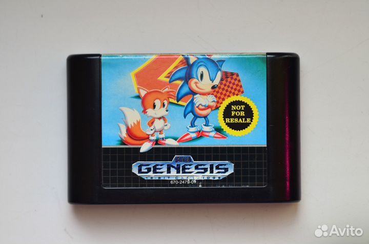 Оригинальный картридж Sonic 2 для Sega Genesis