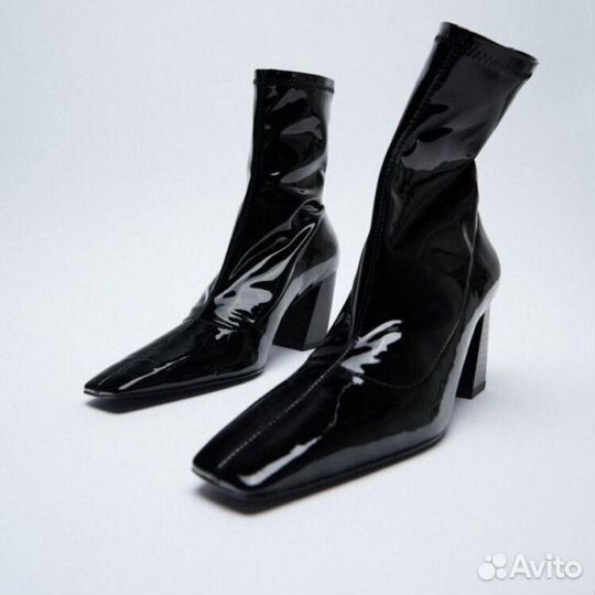 Лаковые ботильоны zara 39