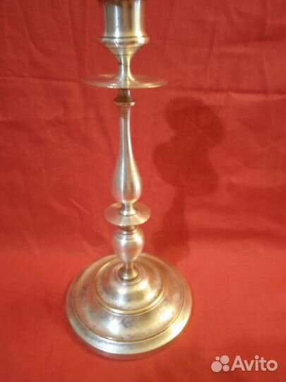 Старинный подсвечник. Клеймо серебрение, высота 25