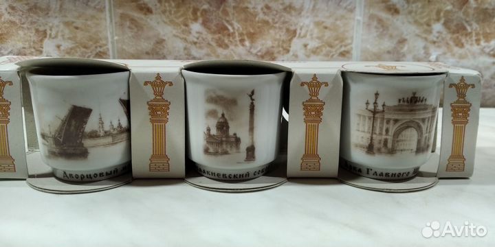 Сувенирные стопки новые фарфор 3 шт