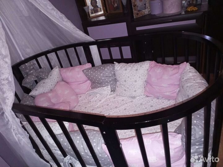 Детская кроватка трансформер круглая