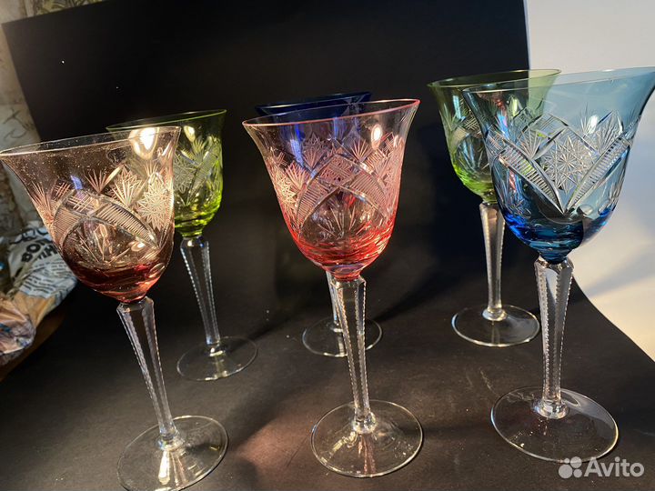 Хрустальные фужеры цветные