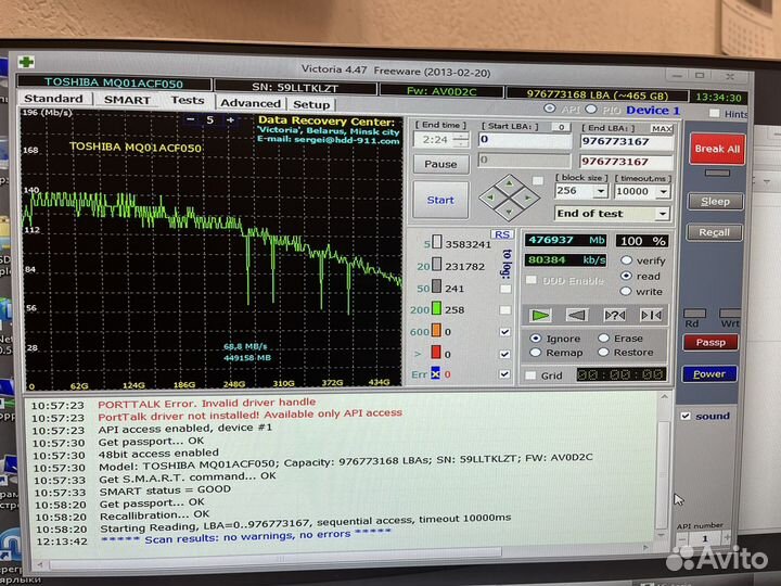 Жесткий диск toshiba 500гб, 2.5