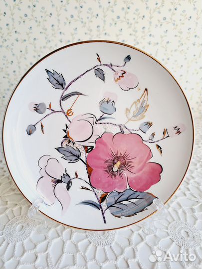 Тарелки лфз Май, Розовая ветка и др., фарфор СССР