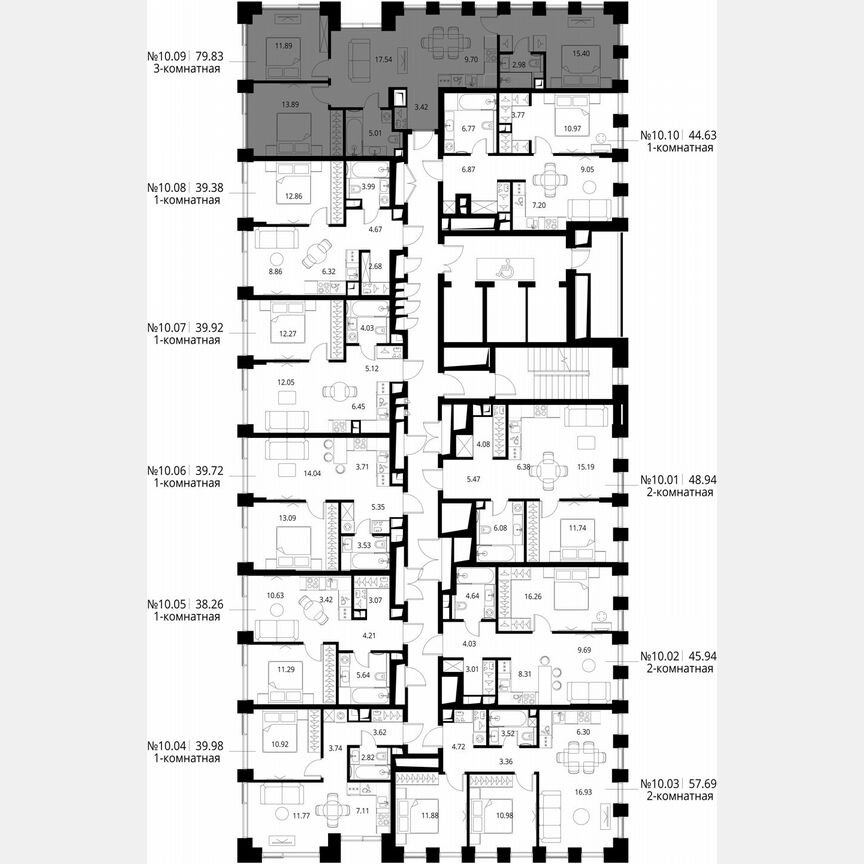 3-к. квартира, 79,8 м², 10/26 эт.