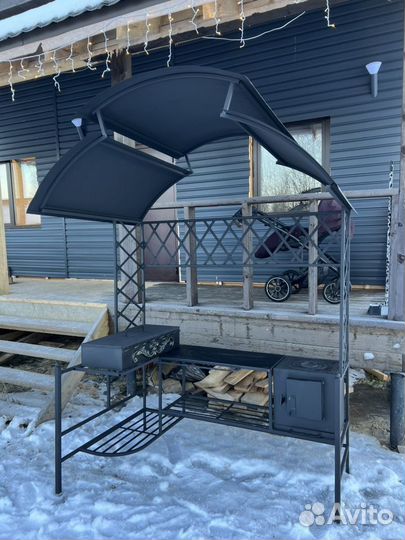 Кованый мангал с печкой