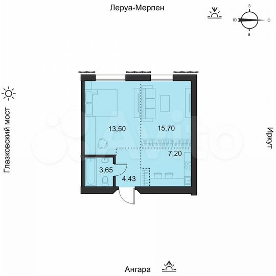 1-к. квартира, 44,9 м², 15/19 эт.