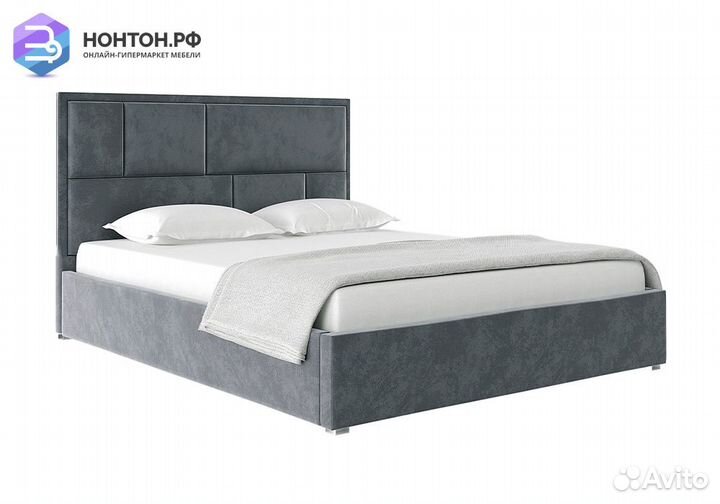 Кровать Стокгольм с подъемным механизмом велюр сер