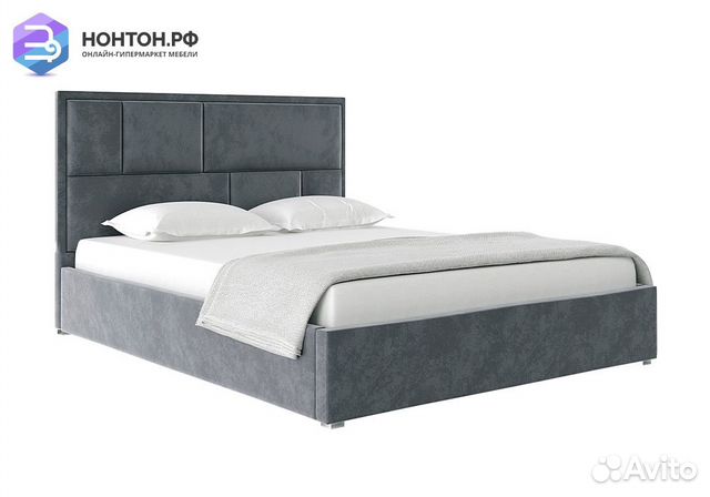 Кровать Стокгольм с подъемным механизмом велюр сер