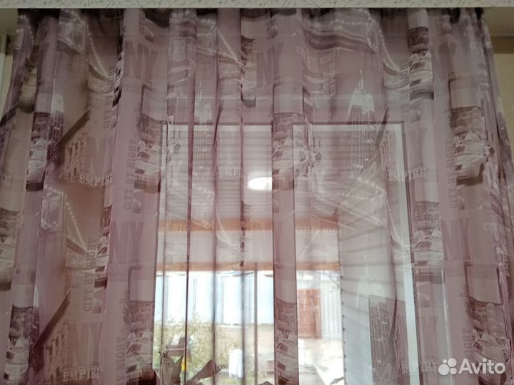 Тюль с рисунком, цвет серый