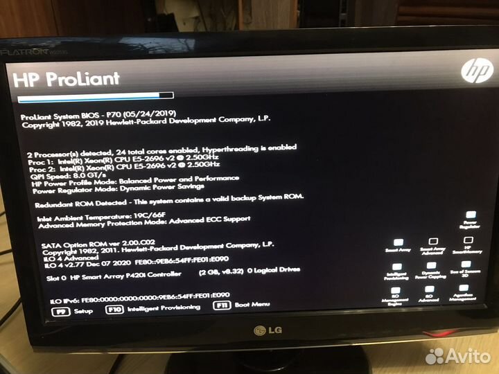 Сервер HP DL380P Gen8 8SFF 2x E5-2696 v2 128GB