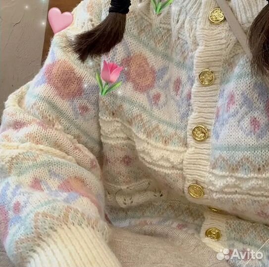 Милый винтажный свитер, кардиган