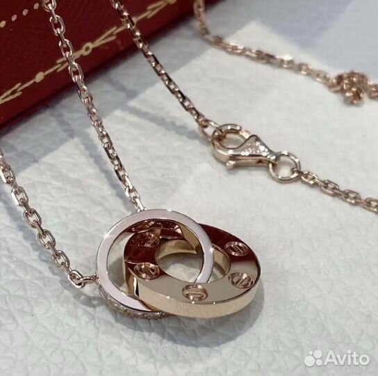 Золотое колье cartier love бриллиантовое паве