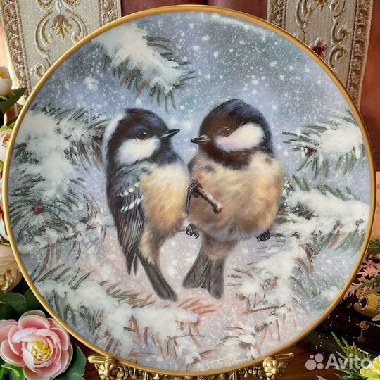 Настенная тарелка Синички зимой ширндинг бавария