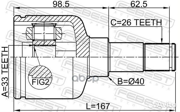 ШРУС внутренний левый 33X40X26 ford mondeo GE 2