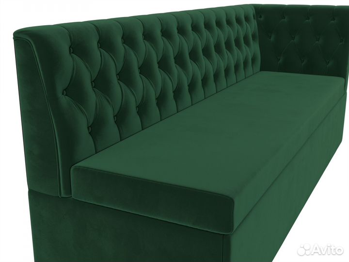 Диван кухонный Маркиз с углом справа, велюр, зеленый