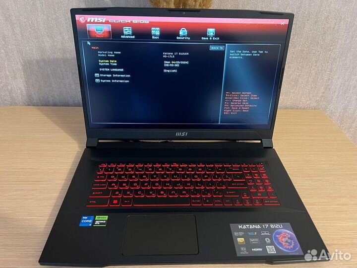 Игровой Ноутбук MSI Katana GF76 B12UCR-1024XR