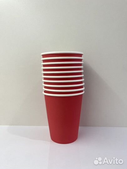 Бумажные стаканы 250 мл 1000шт в коробке (красный)