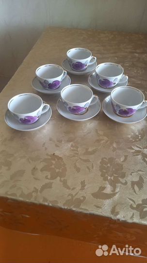 Чайные чашки с блюдцами 6 шт
