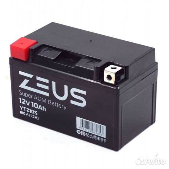 Аккумулятор zeus super AGM 10 Ач п.п. (YTZ10S)